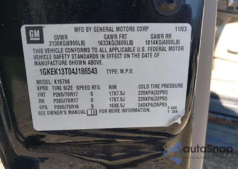 2004 GMC Yukon Slt z USA, uszkodzony, nr VIN 1GKEK13T04J186543